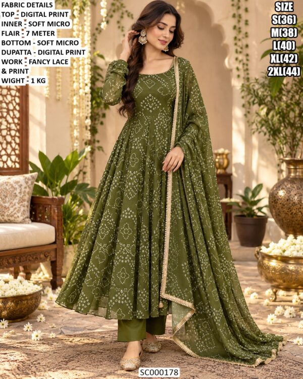 Designer Digital Print Anarkali Suit With Dupatta