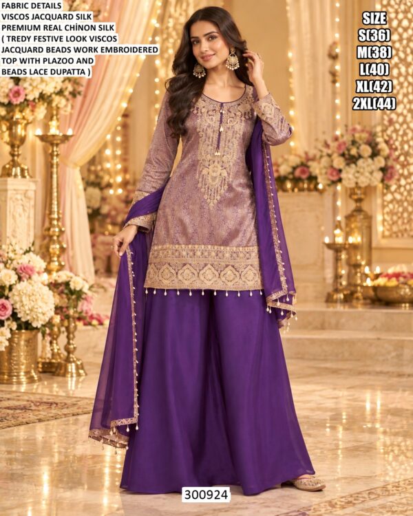 Beaded Dupatta Designer Palazzo Ensemble