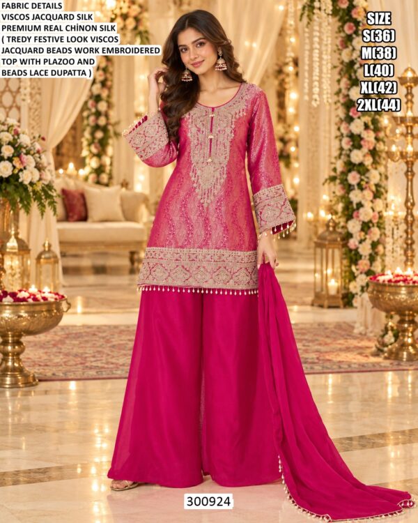 Beaded Dupatta Designer Palazzo Ensemble