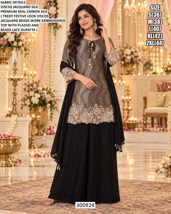 Beaded Dupatta Designer Palazzo Ensemble