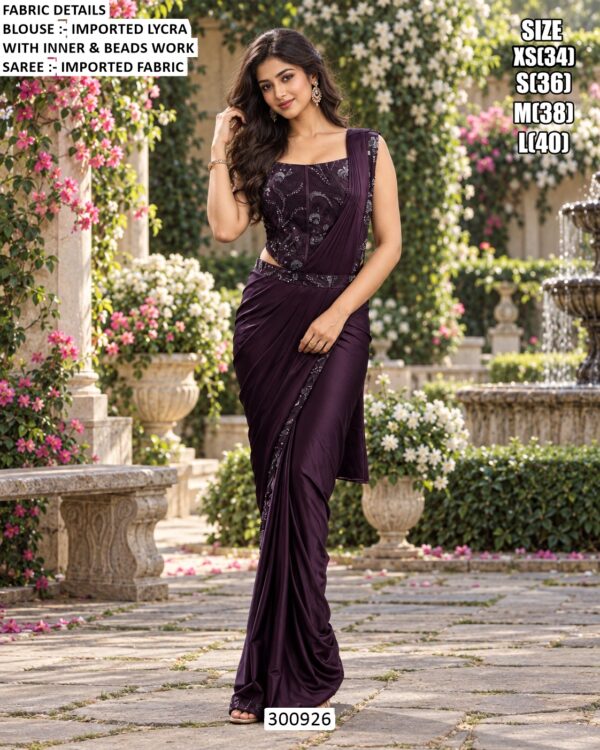 Designer Imported Saree With Beads Work Blouse