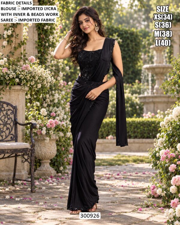 Designer Imported Saree With Beads Work Blouse