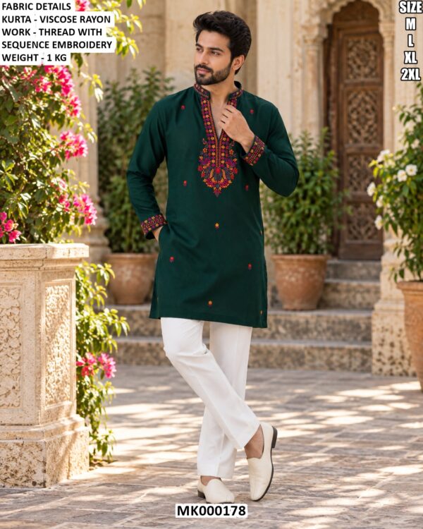 Modern Men’s Kurta With Thread Embroidery