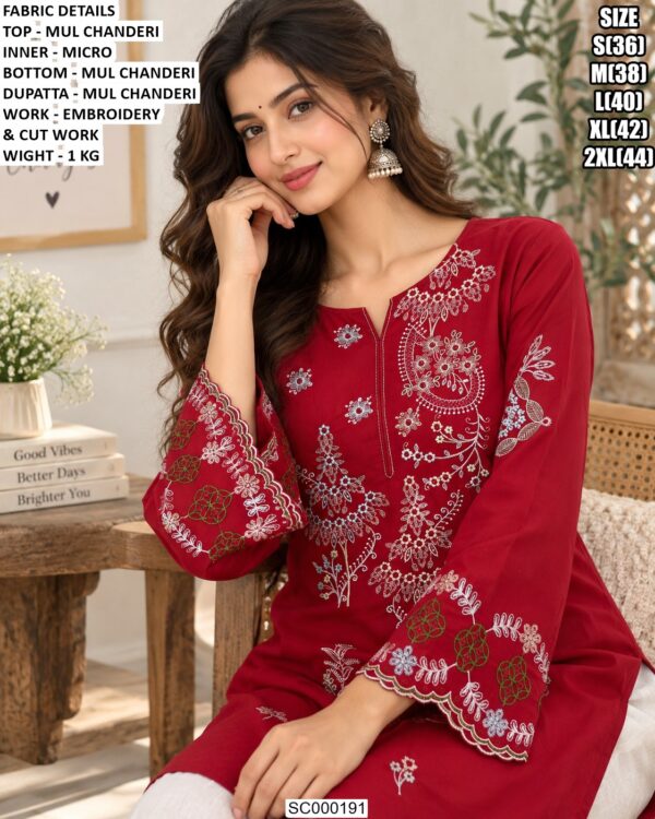 Designer Mul Chanderi Kurta Palazzo Set