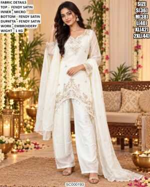 Fendy Satin Kurta With Matching Dupatta