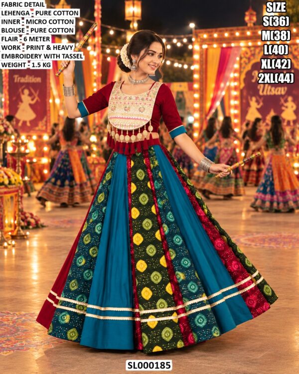 Printed Garba Lehenga Choli With Tassel Details