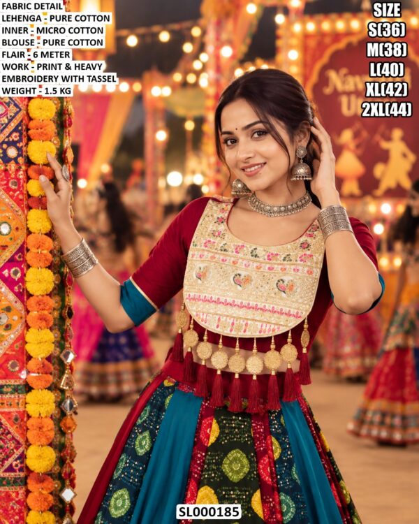 Printed Garba Lehenga Choli With Tassel Details