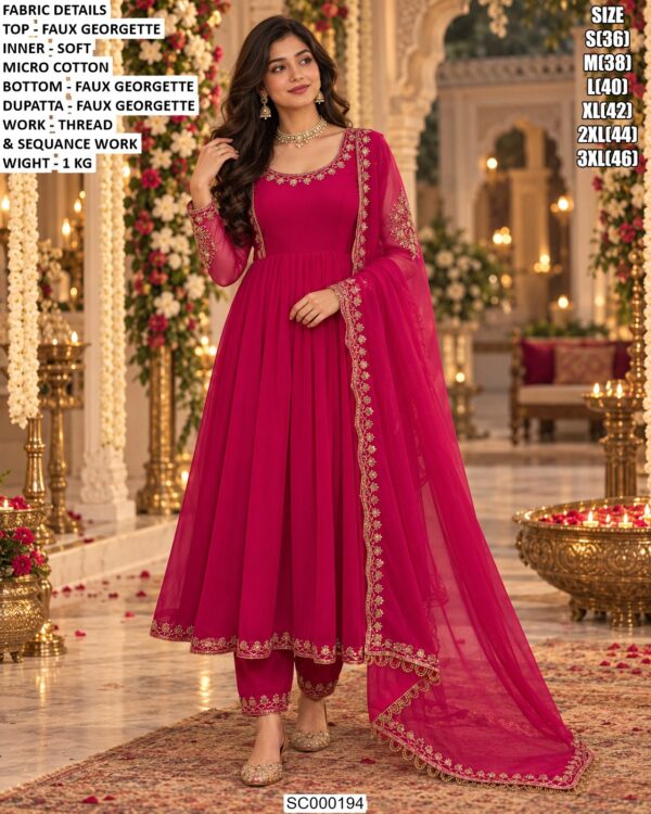 Elegant Three Piece Suit With Embroidered Neckline