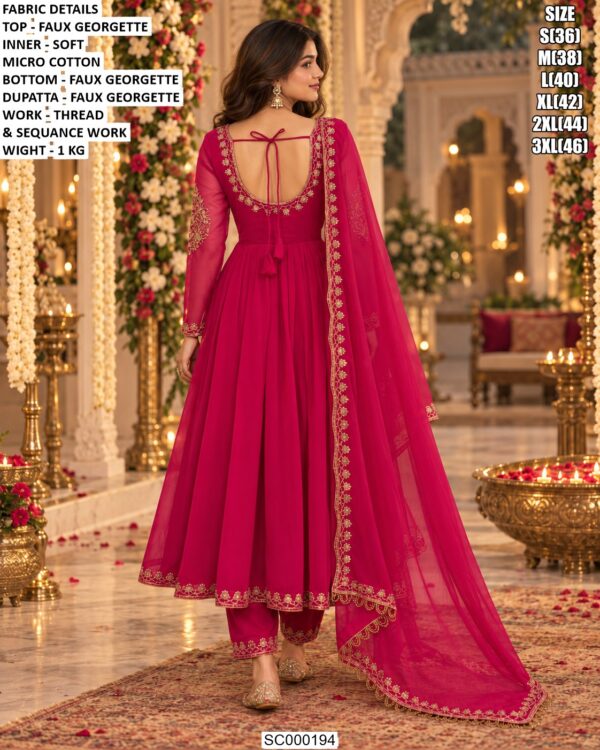 Elegant Three Piece Suit With Embroidered Neckline