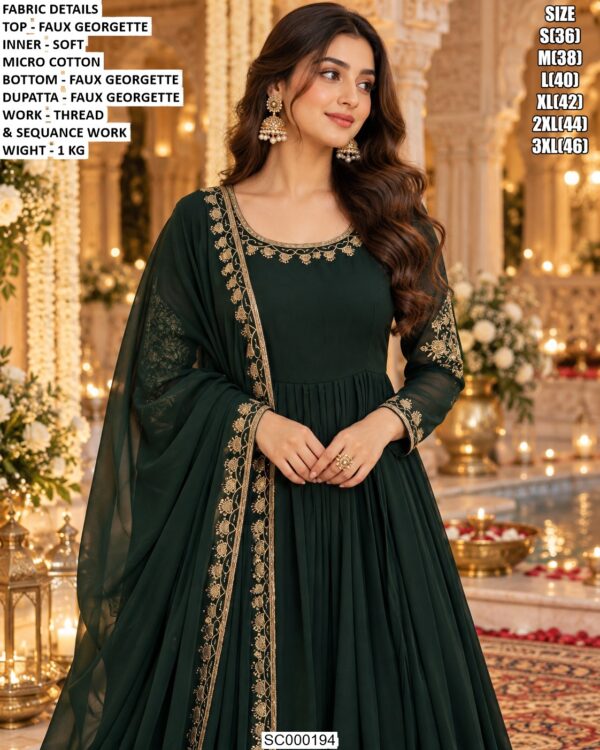 Elegant Three Piece Suit With Embroidered Neckline