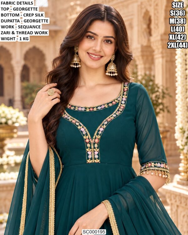 Festive Georgette Suit With Decorated Sleeves