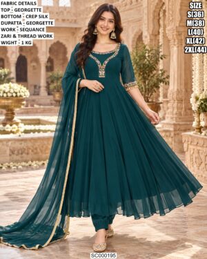 Festive Georgette Suit With Decorated Sleeves