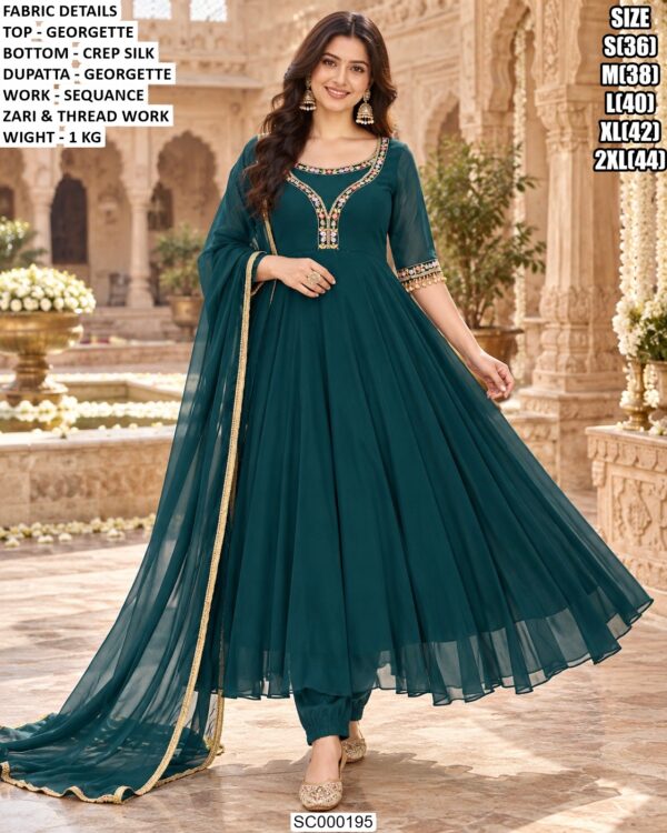 Festive Georgette Suit With Decorated Sleeves