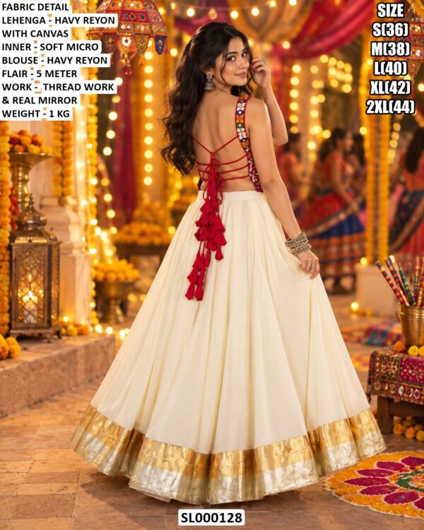 Navratri Lehenga Set With Embroidered Shoulder Straps