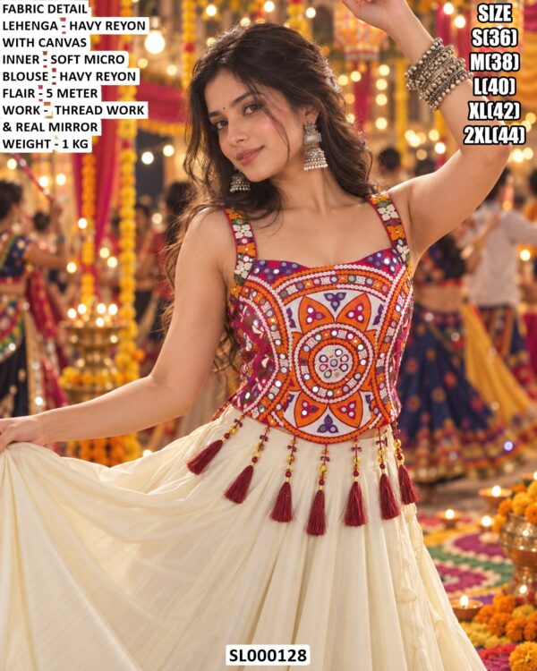 Navratri Lehenga Set With Embroidered Shoulder Straps
