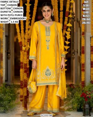 Traditional Kurta Palazzo Set With Matching Dupatta