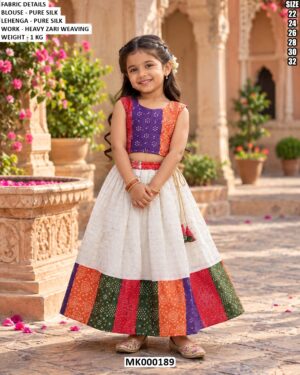 Girls Pure Silk Zari Weaving Lehenga Choli