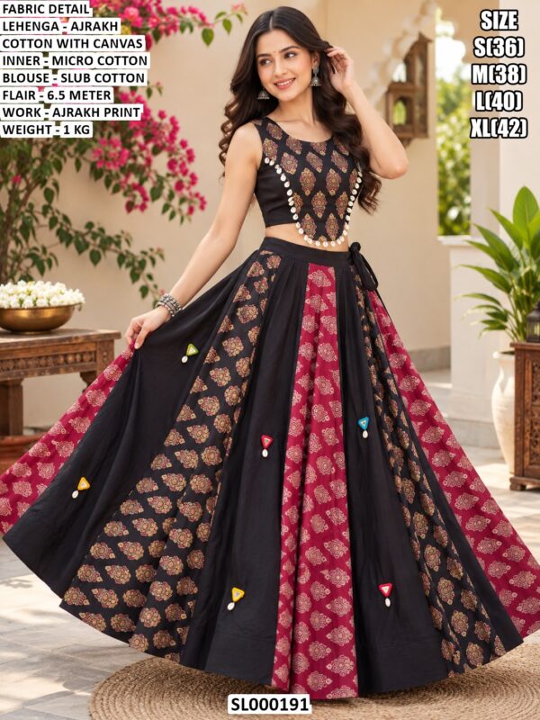 Designer Ajrakh Cotton Lehenga Choli Set For Navratri