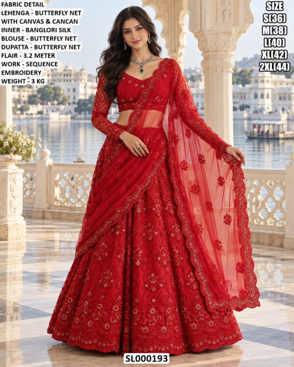 Wedding Wear Net Lehenga With Detailed Blouse