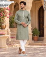 Festive Khadi Cotton Kurta With Mirror Details