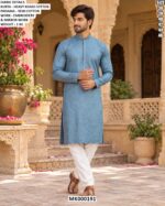 Festive Khadi Cotton Kurta With Mirror Details