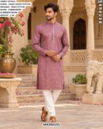 Festive Khadi Cotton Kurta With Mirror Details