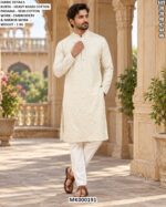 Festive Khadi Cotton Kurta With Mirror Details