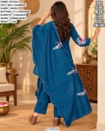 Floral Embroidered Chanderi Three Piece Suit
