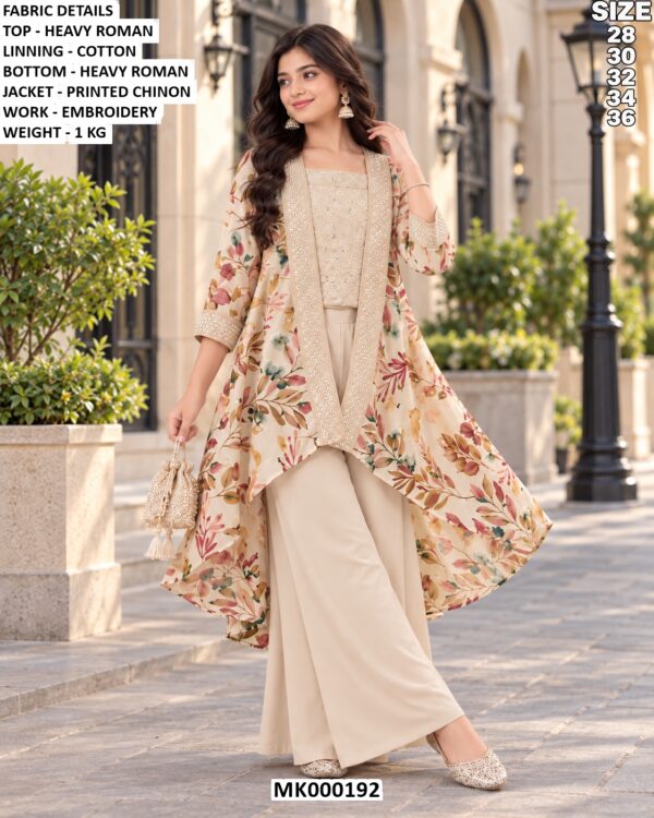 Stylish Girls’ Palazzo Suit With Designer Jacket