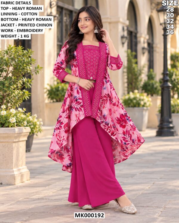 Stylish Girls’ Palazzo Suit With Designer Jacket