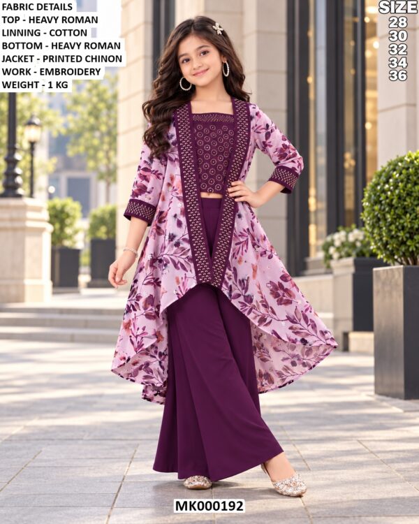 Stylish Girls’ Palazzo Suit With Designer Jacket