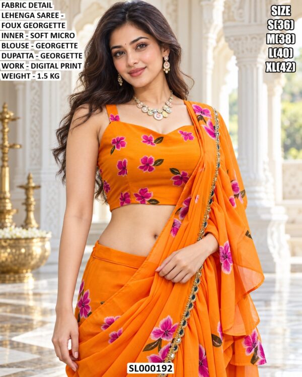 Faux Georgette Lehenga Saree For Festive Wear