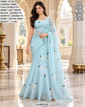 Faux Georgette Lehenga Saree For Festive Wear