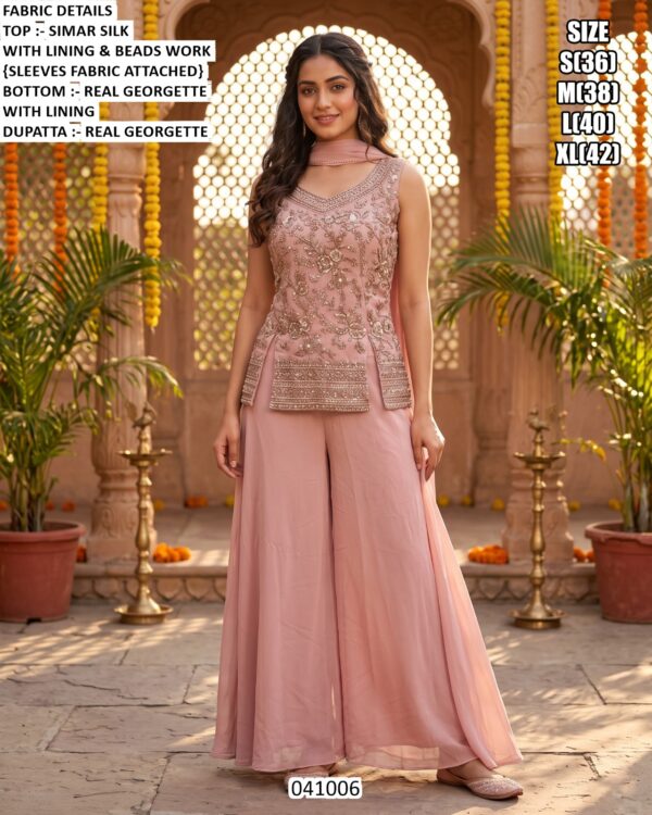 Elegant Reception Wear Palazzo Suit For Women