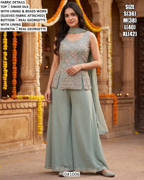 Elegant Reception Wear Palazzo Suit For Women