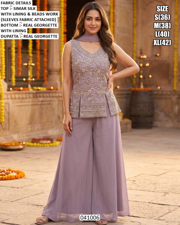 Elegant Reception Wear Palazzo Suit For Women
