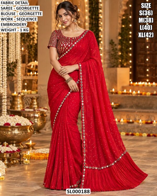 Elegant Embroidered Georgette Saree