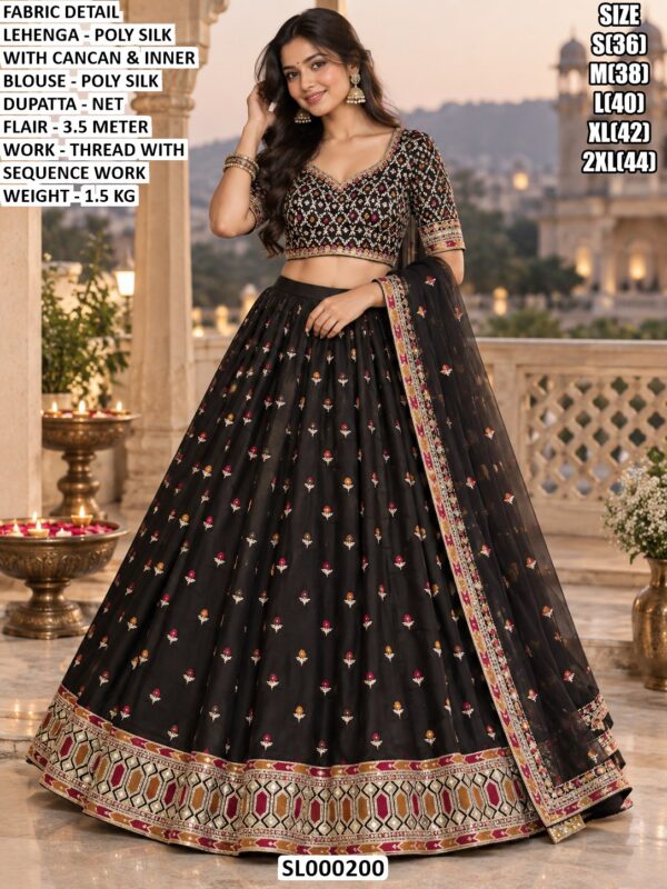 Traditional Thread Embroidery Lehenga Set