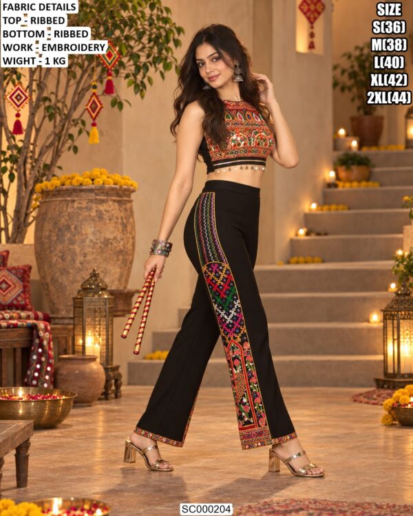 Festive Embroidered Pant Set For Garba Nights