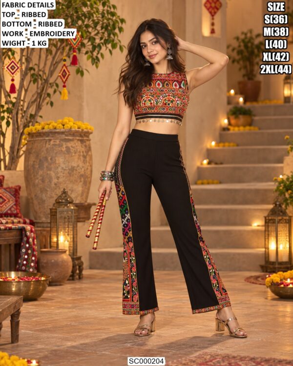 Festive Embroidered Pant Set For Garba Nights