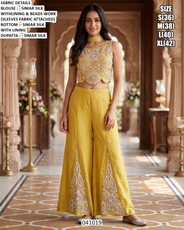 Designer Beads Work Palazzo Set For Women