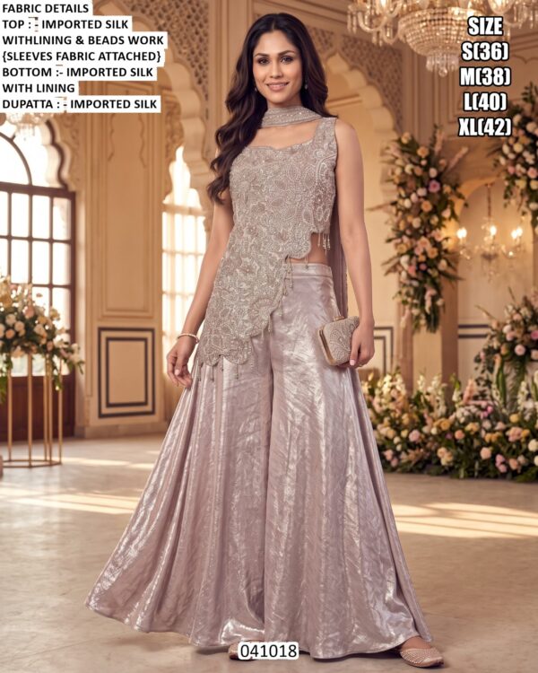 Designer Beads Work Palazzo Set For Women
