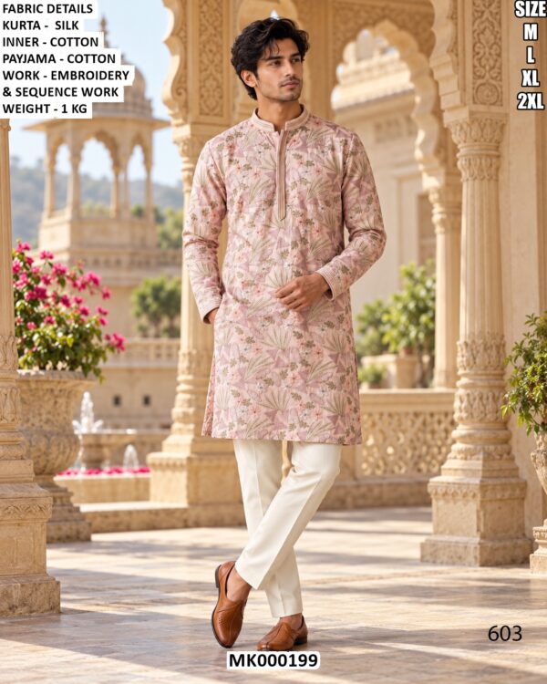 Men’s Silk Mirror Work Kurta Pajama