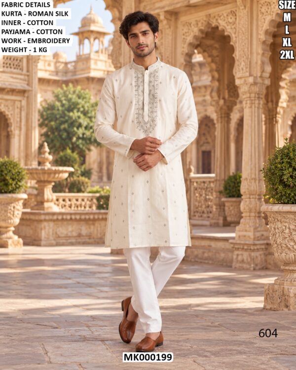 Men’s Silk Mirror Work Kurta Pajama
