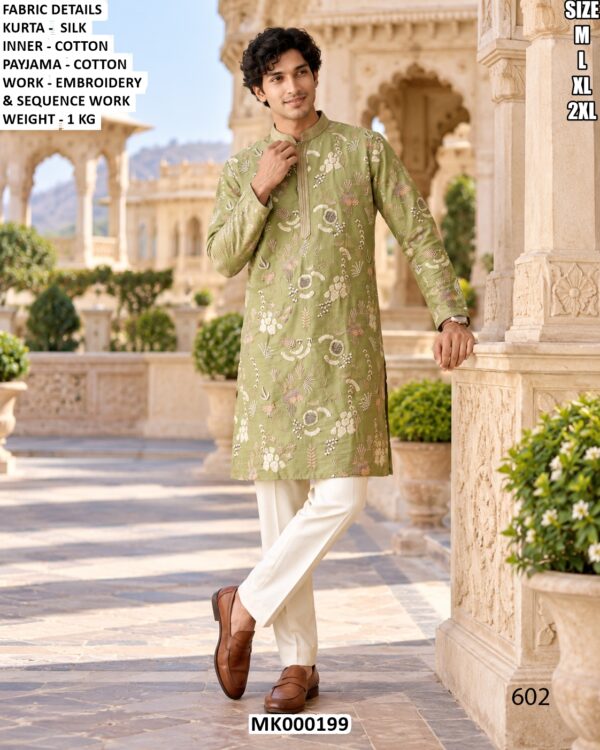 Men’s Silk Mirror Work Kurta Pajama