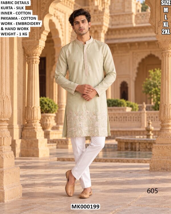 Men’s Silk Mirror Work Kurta Pajama