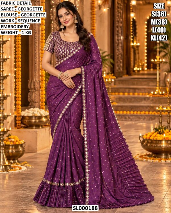 Designer Georgette Saree With Sequence Embroidery