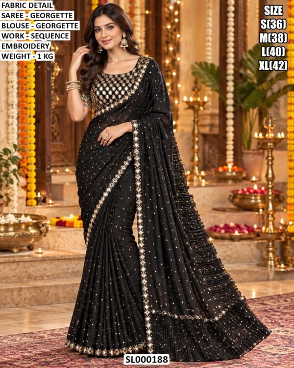 Designer Georgette Saree With Sequence Embroidery