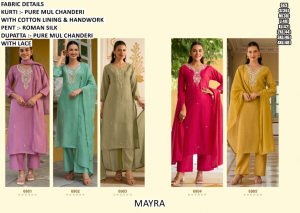 Mul Chanderi Kurti Pant Set With Dupatta