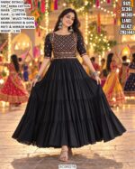 Designer Kora Cotton Anarkali With Mirror Work